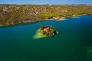 Visovac islet on Krka river, Croatia